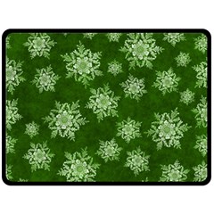 Snowflakes And Star Patterns Green Snow Fleece Blanket (large)  by artworkshop