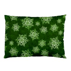 Snowflakes And Star Patterns Green Snow Pillow Case (two Sides) by artworkshop