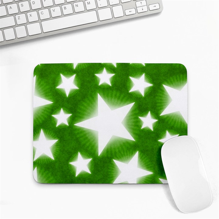 Snowflakes And Star Patterns Green Stars Small Mousepad