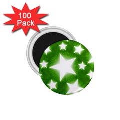 Snowflakes And Star Patterns Green Stars 1 75  Magnets (100 Pack)  by artworkshop