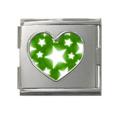 Snowflakes And Star Patterns Green Stars Mega Link Heart Italian Charm (18mm)