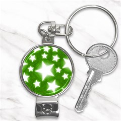 Snowflakes And Star Patterns Green Stars Nail Clippers Key Chain by artworkshop