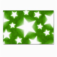 Snowflakes And Star Patterns Green Stars Postcard 4 x 6  (pkg Of 10) by artworkshop