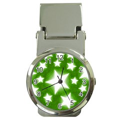 Snowflakes And Star Patterns Green Stars Money Clip Watches by artworkshop