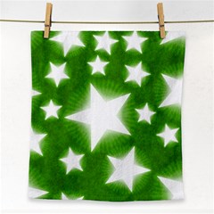 Snowflakes And Star Patterns Green Stars Face Towel by artworkshop