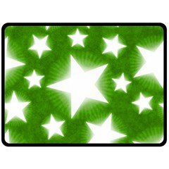 Snowflakes And Star Patterns Green Stars Fleece Blanket (large)  by artworkshop