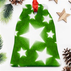 Snowflakes And Star Patterns Green Stars Ornament (bell) by artworkshop