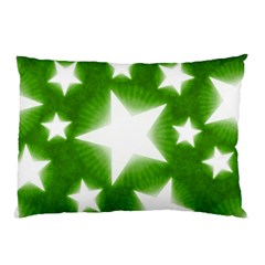 Snowflakes And Star Patterns Green Stars Pillow Case (two Sides) by artworkshop