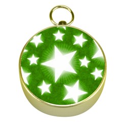 Snowflakes And Star Patterns Green Stars Gold Compasses by artworkshop