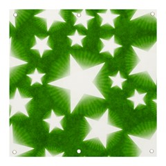 Snowflakes And Star Patterns Green Stars Banner And Sign 3  X 3  by artworkshop