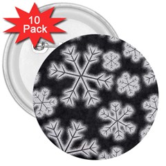 Snowflakes And Star Patterns Grey Frost 3  Buttons (10 Pack)  by artworkshop