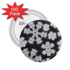 Snowflakes And Star Patterns Grey Frost 2 25  Buttons (100 Pack)  by artworkshop