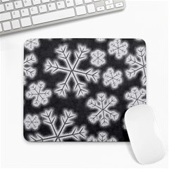 Snowflakes And Star Patterns Grey Frost Large Mousepad by artworkshop