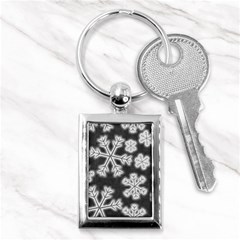 Snowflakes And Star Patterns Grey Frost Key Chain (rectangle) by artworkshop