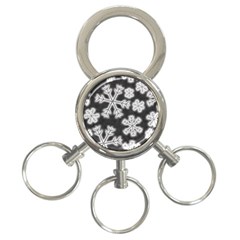 Snowflakes And Star Patterns Grey Frost 3-ring Key Chain by artworkshop