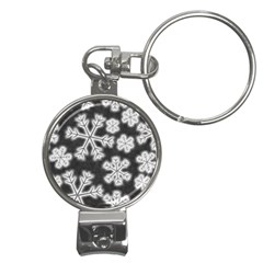 Snowflakes And Star Patterns Grey Frost Nail Clippers Key Chain by artworkshop