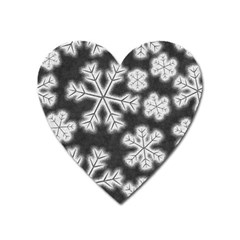 Snowflakes And Star Patterns Grey Frost Heart Magnet by artworkshop