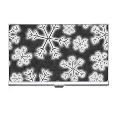 Snowflakes And Star Patterns Grey Frost Business Card Holder by artworkshop