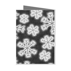 Snowflakes And Star Patterns Grey Frost Mini Greeting Cards (pkg Of 8) by artworkshop