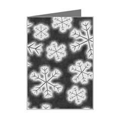 Snowflakes And Star Patterns Grey Frost Mini Greeting Card by artworkshop