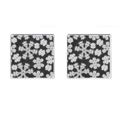 Snowflakes And Star Patterns Grey Frost Cufflinks (square) by artworkshop