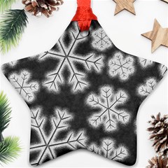 Snowflakes And Star Patterns Grey Frost Star Ornament (two Sides) by artworkshop