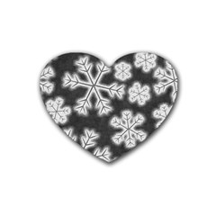 Snowflakes And Star Patterns Grey Frost Rubber Coaster (heart)