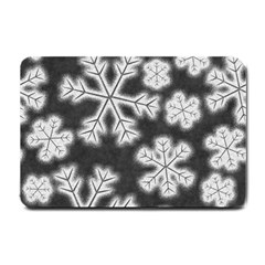 Snowflakes And Star Patterns Grey Frost Small Doormat by artworkshop