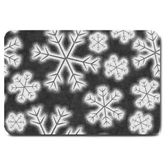 Snowflakes And Star Patterns Grey Frost Large Doormat by artworkshop