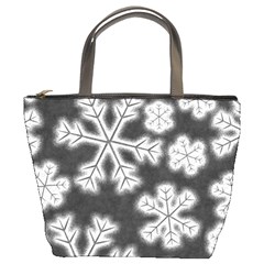 Snowflakes And Star Patterns Grey Frost Bucket Bag by artworkshop