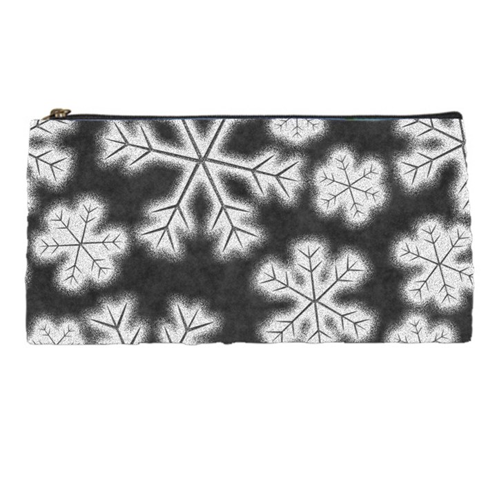 Snowflakes And Star Patterns Grey Frost Pencil Case