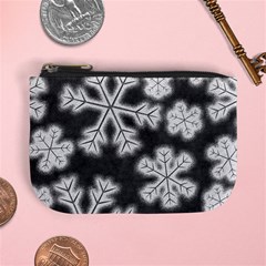 Snowflakes And Star Patterns Grey Frost Mini Coin Purse by artworkshop