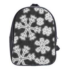 Snowflakes And Star Patterns Grey Frost School Bag (large) by artworkshop