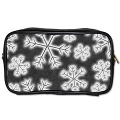 Snowflakes And Star Patterns Grey Frost Toiletries Bag (two Sides) by artworkshop