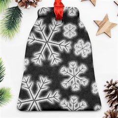 Snowflakes And Star Patterns Grey Frost Ornament (bell) by artworkshop