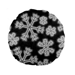 Snowflakes And Star Patterns Grey Frost Standard 15  Premium Round Cushions by artworkshop