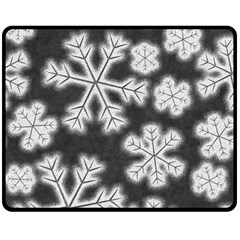 Snowflakes And Star Patterns Grey Frost Double Sided Fleece Blanket (medium)  by artworkshop