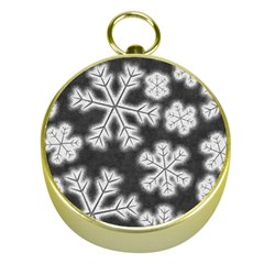 Snowflakes And Star Patterns Grey Frost Gold Compasses by artworkshop