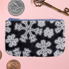 Snowflakes And Star Patterns Grey Frost Large Coin Purse by artworkshop