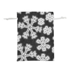 Snowflakes And Star Patterns Grey Frost Lightweight Drawstring Pouch (l) by artworkshop