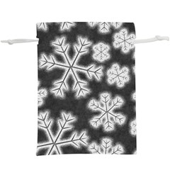 Snowflakes And Star Patterns Grey Frost Lightweight Drawstring Pouch (xl) by artworkshop