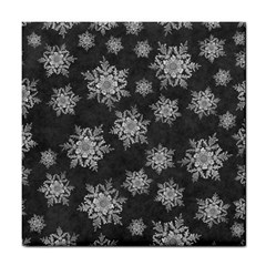 Snowflakes And Star Patterns Grey Snow Tile Coaster