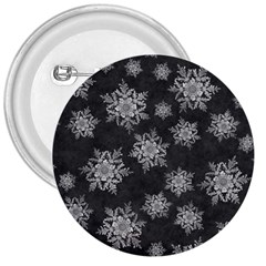 Snowflakes And Star Patterns Grey Snow 3  Buttons