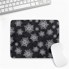 Snowflakes And Star Patterns Grey Snow Small Mousepad by artworkshop