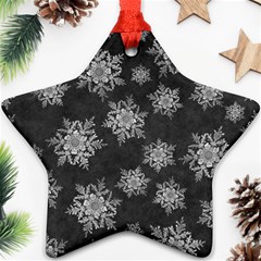 Snowflakes And Star Patterns Grey Snow Ornament (Star)