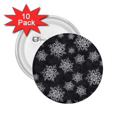 Snowflakes And Star Patterns Grey Snow 2.25  Buttons (10 pack) 