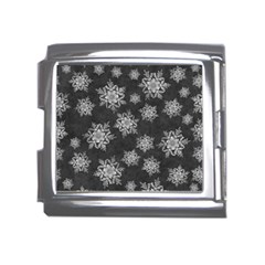 Snowflakes And Star Patterns Grey Snow Mega Link Italian Charm (18mm)