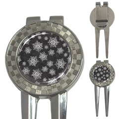 Snowflakes And Star Patterns Grey Snow 3-in-1 Golf Divots