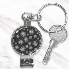 Snowflakes And Star Patterns Grey Snow Nail Clippers Key Chain