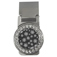 Snowflakes And Star Patterns Grey Snow Money Clips (cz) 